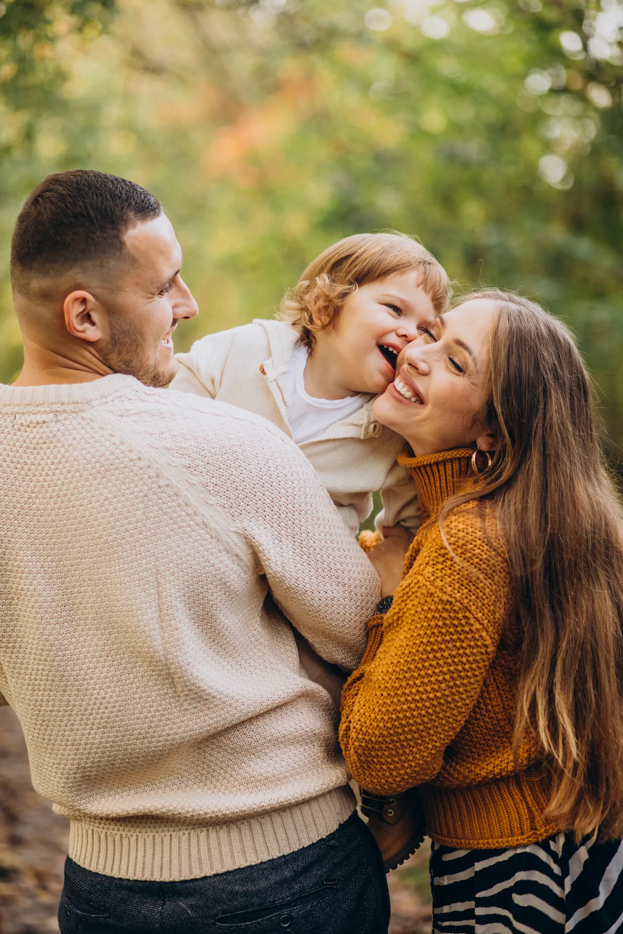 Happy family with health products
